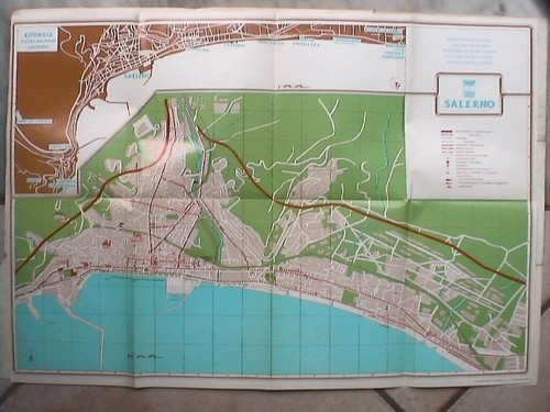Vecchia mappa salerno carta - vecchia, di