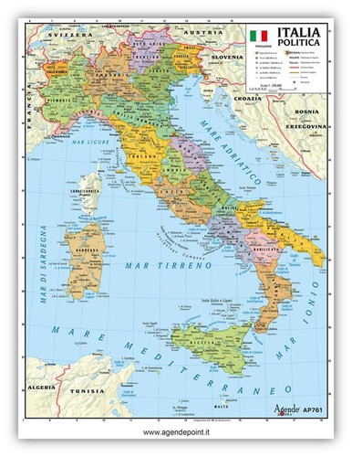 Cartina italia geografica - italia, a4